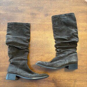 Aquatalia women's tall boots 10.5 brown suede slouchy snip toe